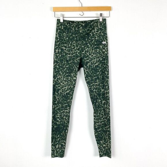 Running Bare Legging Ankle Length Green Animal Print - Picture 1 of 7